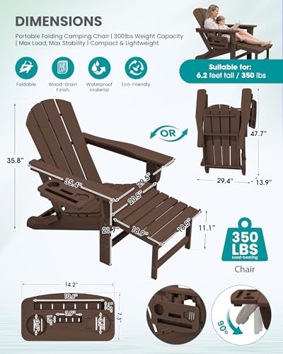 Folding Adjustable Adirondack Chair with Footrest