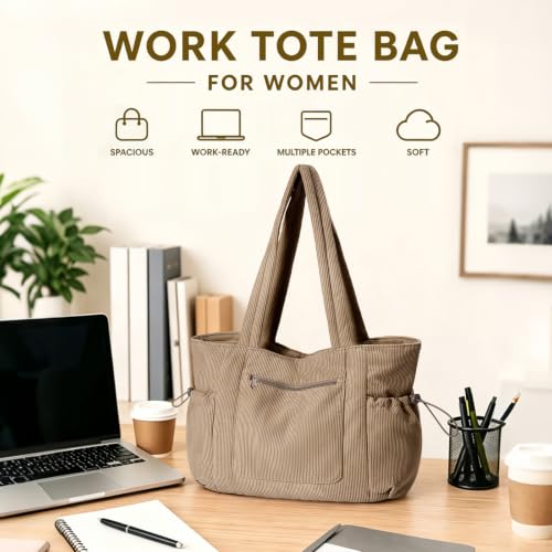 Oversized Work Tote Bag for Women with 40oz Cup Holder