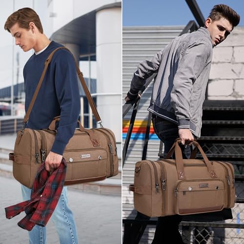 Canvas Duffle Bag for Men Expandable Convertible Travel Gym Duffel