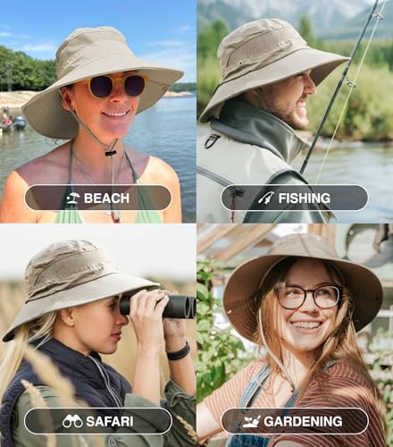 Safari Hat for Men Sun Hats for Women UV Protection UPF 50+ Fishing