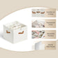 StorageWorks Shoe Organizer for Closet, Fits up to 16 Pairs, Shoe Cubby Storage Containers with Adjustable Dividers and Clear Cover, Beige