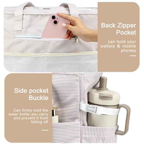 Waterproof Beach Tote Pool Bags for Women Ladies Extra Large Carry On Bag With Wet Compartment for Weekender Travel