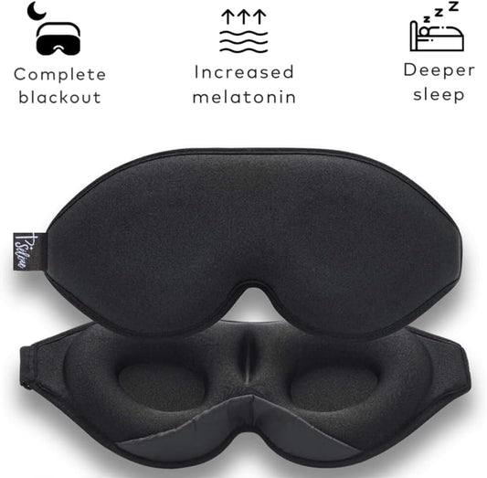 Sleep Mask with Earplugs & Zipper Bag 3D Memory Foam Eye Mask with Nose Support, Lash-Friendly, Blink Freely, Soft, Breathable, Adjustable, for Sleep, Travel, Insomnia, Meditation, Men & Women
