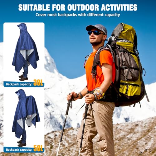 Hooded Rain Poncho for Adult Waterproof Lightweight Raincoat