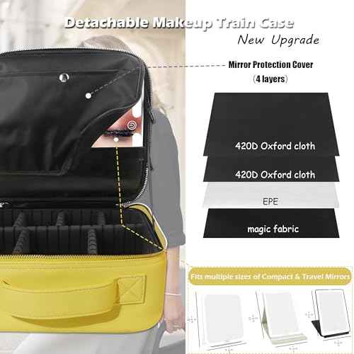 Travel Makeup Bag Cosmetic Bag Makeup Organizer Bag with Lighted Mirror