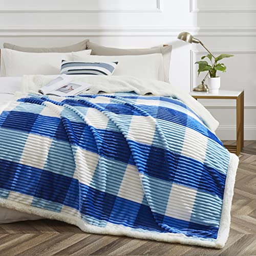 Sherpa Blanket Twin Plaid Thick Bed Blanket