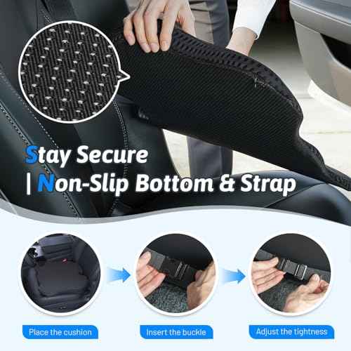 Wedge Car Seat Cushion for Better Visibility & Sciatica Pain Relief