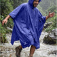 Hooded Rain Poncho Waterproof Raincoat Jacket for Men Women Adults
