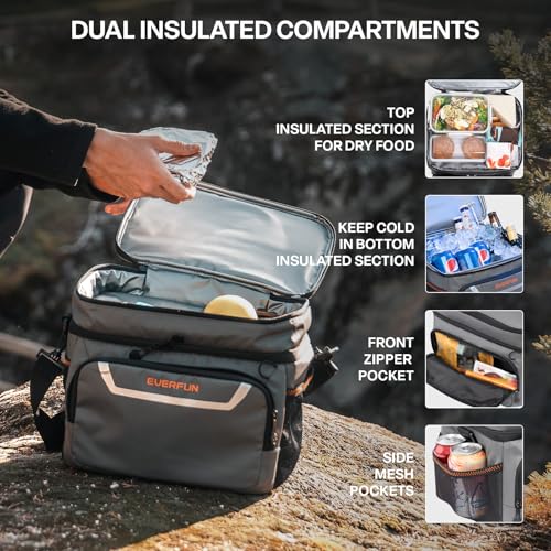 Small Cooler Bag 24 Can Insulated Lunch Box Double Deck Soft Leak (24 Count)