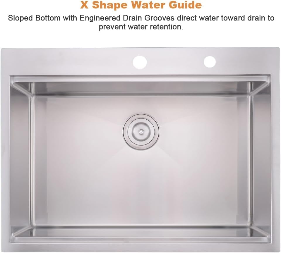 33x19 Drop In Kitchen Sink Stainless Steel Workstation Sink