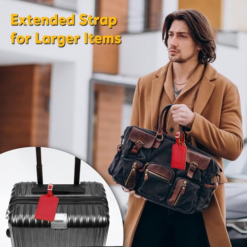 20 Pack Luggage Tags Faux Leather for Suitcases Travel Bag Labels with Protection Cover ID (20 Count)