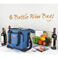 Insulated Wine Carrier 6 Bottle Bag Tote Removable Padded Divider Cooler