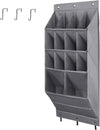 Over the Door Shoe Organizer, 14 Pockets Hanging Shoe Storage Rack with Large Deep Pockets, Oxford 600D Fabric Grey Shoe Storage Rack with 6 hook for Shoes, Slipper,Home Accessories etc