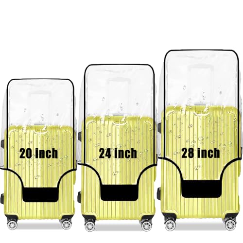 3-Piece Set (20/24/28 Inch) Clear Suitcase Cover (Black Trim) (3 Count)