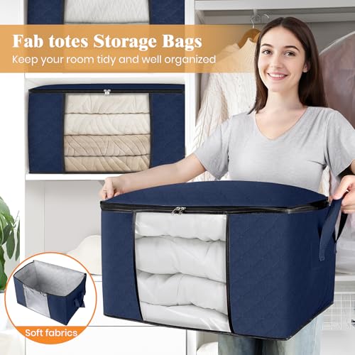 6 Pack Storage Bags for Clothes Blanket Storage Bins with Lids (6 Count)