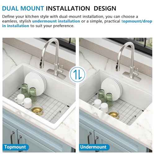 27"x19" White Undermount Sink