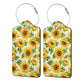 Lovely Sunflower Leather Luggage Tag with Stainless Steel Ring