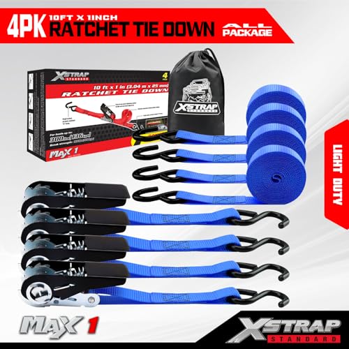 4 Pack Ratchet Tie Down Straps (4 Count)