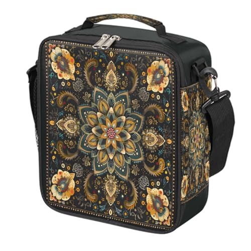 Vintage Flower Kids Lunch Box for Girls Boys Reusable Insulated Lunch Bag for Kids Toddler Thermal Cooler Spacious Lunchbox with Shoulder Strap Lunchbag for School Work Picnic (print 6)