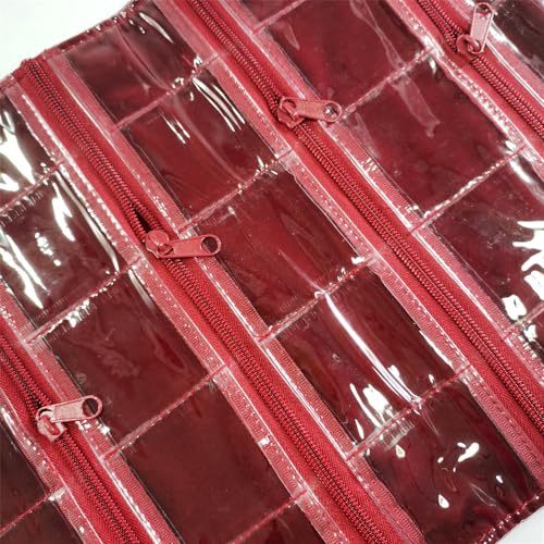 Travel Jewelry Roll Bag Portable Organizer Pouch With Grids&PVC Cover Storage Bags for Necklace