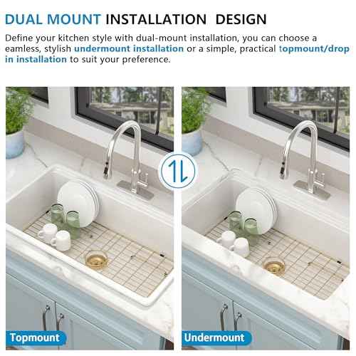 33"x19" White Undermount Sink Workstation