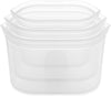 Zip Top Reusable Food Storage Bags | 3 Dish Set [Frost] | Silicone Meal Prep Container | Microwave, Dishwasher and Freezer Safe | Made in the USA
