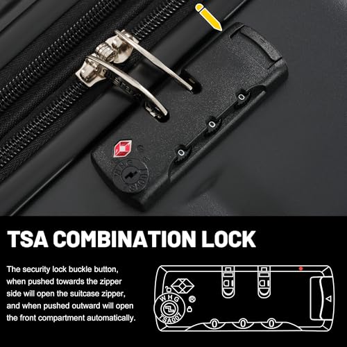 Luggage Sets Durable Hardshell 3 Piece Suitcase with Bags (5 Count)