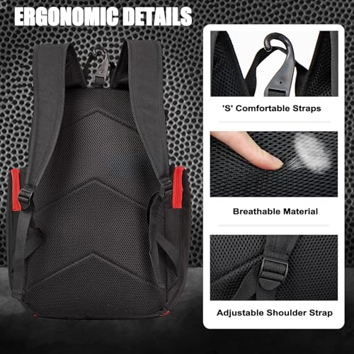 Large Basketball Backpack Sports Gym Bag with Ball Holder Ventilated Shoe Compartment Insulated Cooler Pockets Reflective Strips Fence Hook for Men Athletic Training