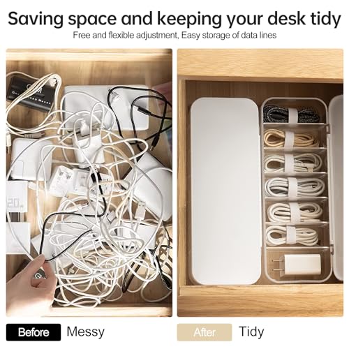 2 Pcs Cable Organizer Storage Box with Lid (2 Count)