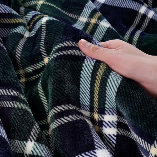 Sherpa Fleece Throw Blanket 80" x 90" Reversible Plush Fluffy Large Big Blanket Lattice Flannel Blankets for All Season Use