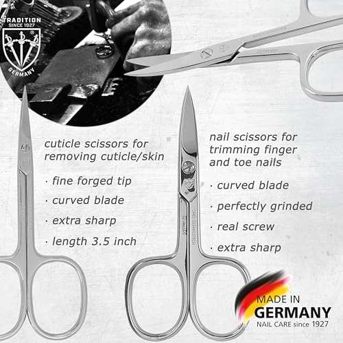 brand quality 8 piece manicure pedicure grooming kit set for professional nail care with synthetic leather case black silver spots