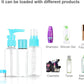 Vitog Travel Bottles Kit, TSA Approved Leak Proof Portable Toiletry Containers Set, Clear flight size PET Cosmetic Containers for Lotion, Shampoo, Cream, Soap, Set of 11 (Blue+Plastic)
