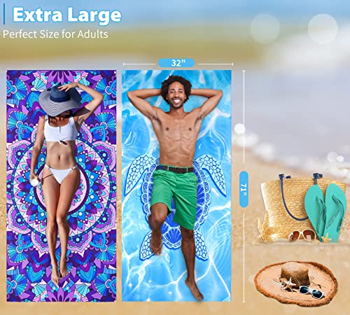 Microfiber Beach Towel with Bag Oversized 71x32 Sand Free 6 Pack (6 Count)