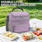 Double Layer Cooler Insulated Lunch Bag Adult Lunch Box Large Tote Bag for Men (Purple)