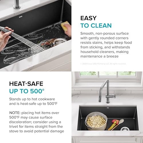 Forteza 32 inch Undermount Single Bowl Granite Kitchen Sink in Black