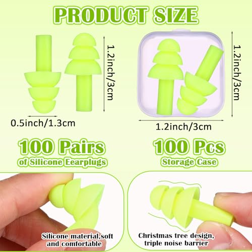 100 Pairs Silicone Ear Plugs Bulk with Case Nrr 29db (100 Count)