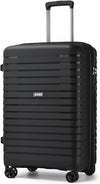 Kono 24 Inch Expandable Luggage Suitcase with Spinner Wheels, Durable Hardside Checked Luggage with Hidden Cup Holder, Lightweight Hard Shell Medium Suitcase with TSA Lock(Black)