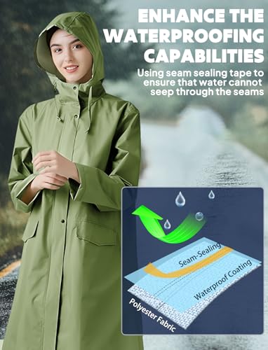 Waterproof Rain Poncho for Women Packable Hooded Raincoat with Pocket