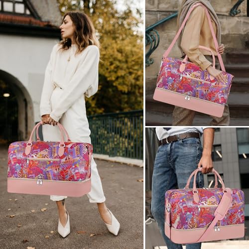 Weekender Bag for Women 21.5" Travel Duffel Large Carry On Bag 3PCS (3 Count)