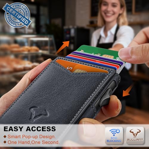 Men Slim Magnetic Leather Wallet Metal Case Money Clip 9 Cards