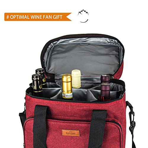Insulated Wine Carrier 6 bottle Bag Tote Removable Padded Divider