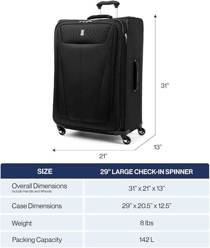 Travelpro Maxlite 5 Softside Expandable Luggage with 4 Spinner Wheels, Lightweight Suitcase, Men and Women, Slate Green, Checked-Large 29-Inch