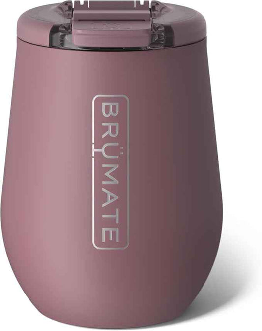 BrüMate Uncork'd 14oz 100% Leakproof Insulated Wine Tumbler | Locking Lid | Insulated Stainless Steel Wine Glass | Perfect For Travel & Outdoors | BPA-Free (Rose Taupe)