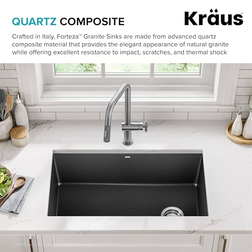 Forteza 32 inch Undermount Single Bowl Granite Kitchen Sink in Black