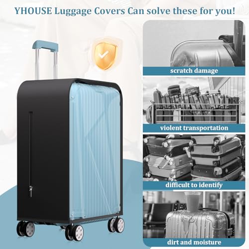 24 Inch Half Clear PVC Luggage Cover TSA Waterproof Protector