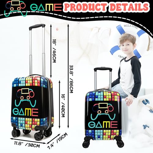 Kids Suitcase Set for Boys Hardside Luggage with Spinner Wheels 2 Piece 16inch Toddler Suitcase for Boys Travel Carry on Luggage Airline Approved (2 Count)