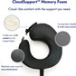 C CUSHION LAB Extra Support Travel Pillow, Award-Winning Patented Ergonomic Design for Chin & Neck Support Memory Foam Neck Pillow, Compact Airplane Pillow for Traveling, Flight, Car (Black, Large)
