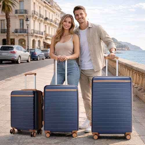 Carry On Suitcase 20in Expandable ABS+PC Airline Approved Navy