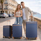 Large Suitcase 28in Expandable ABS+PC 8pcs Silent Wheels Navy