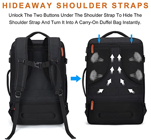 40L Expandable Carry On Travel Backpack with 4 Packing Cubes